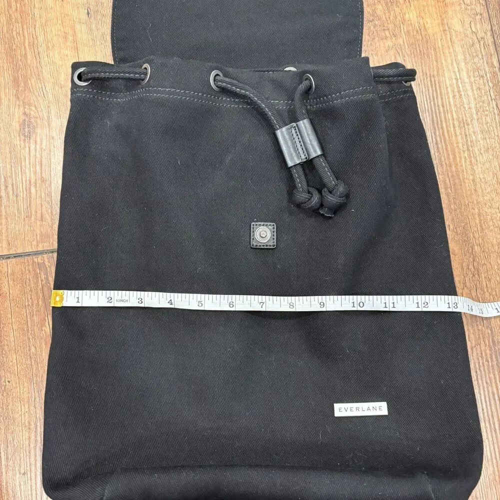 Everlane Modern Twill Snap Backpack Women Black Canvas Medium Minimalist